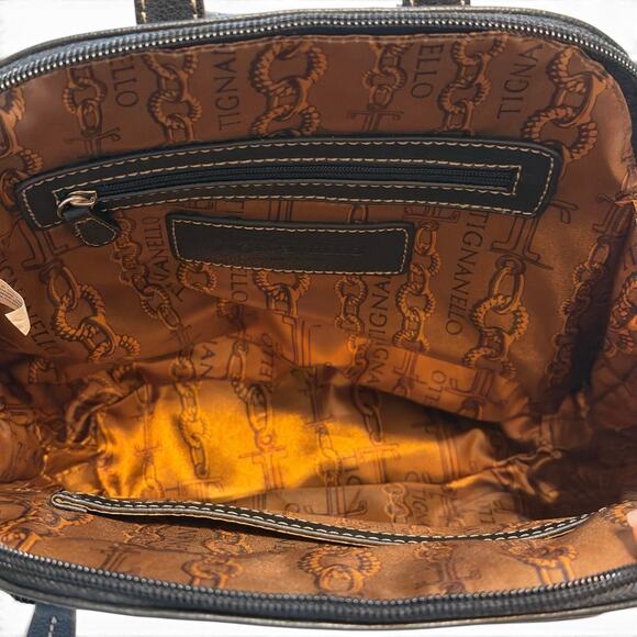 Tignanello Black Leather Backpack Purse NWT Pebbled Expandable Travel Daypack main image 5